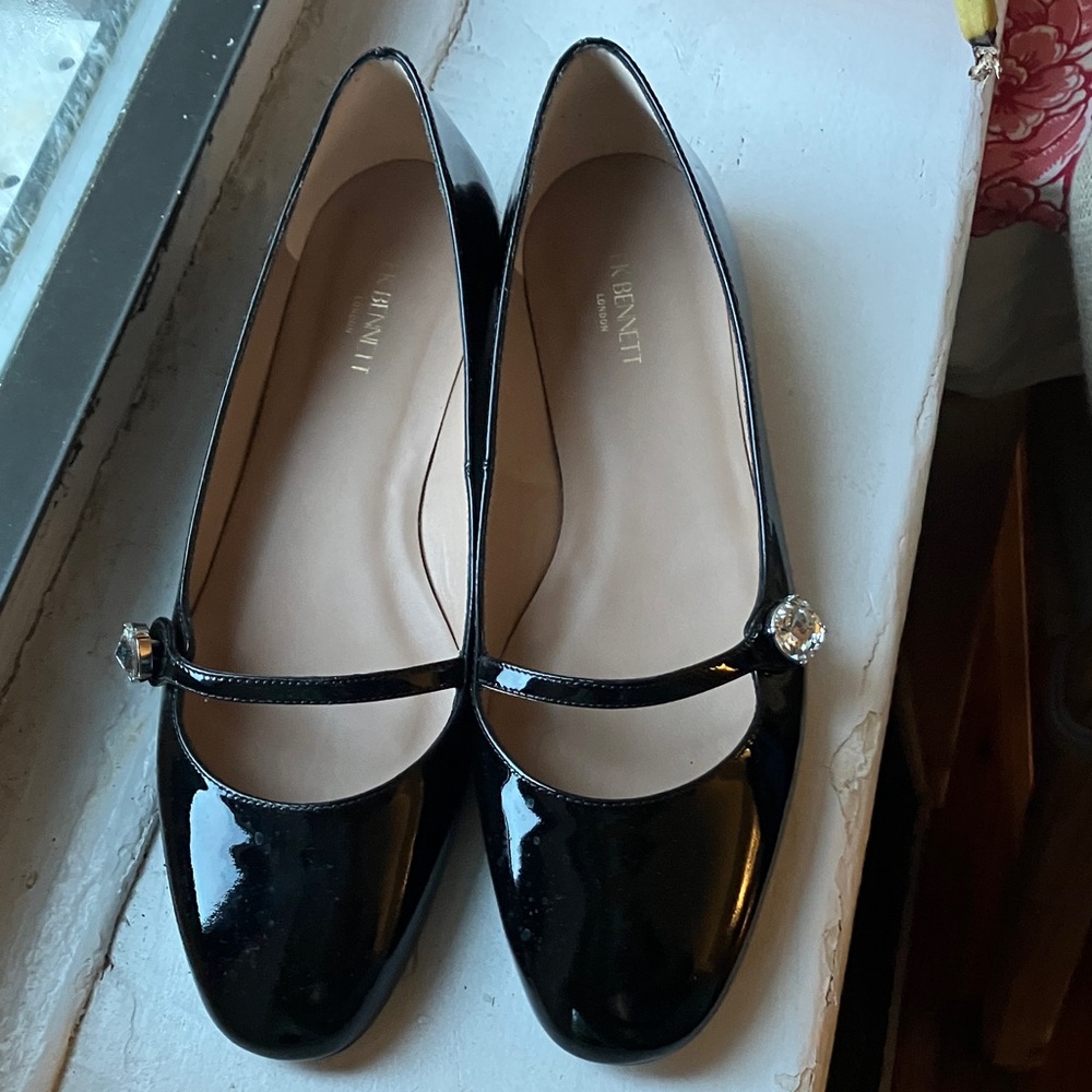 LK Bennett Black Flats with Strap Detail